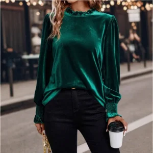 Winter Fashion Casual Holiday Clothing Long Sleeve Round Neck Women's Tops Shirts